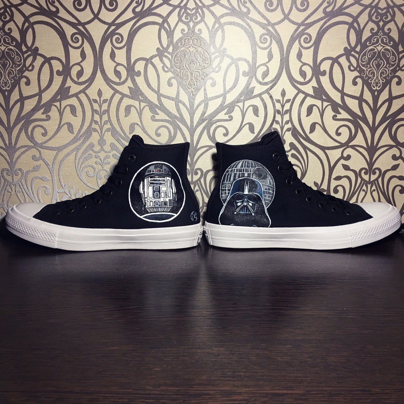 Painting sneakers Star Wars. - My, Star Wars, Shoe painting, Darth vader, R2d2, Painting on fabric, Longpost