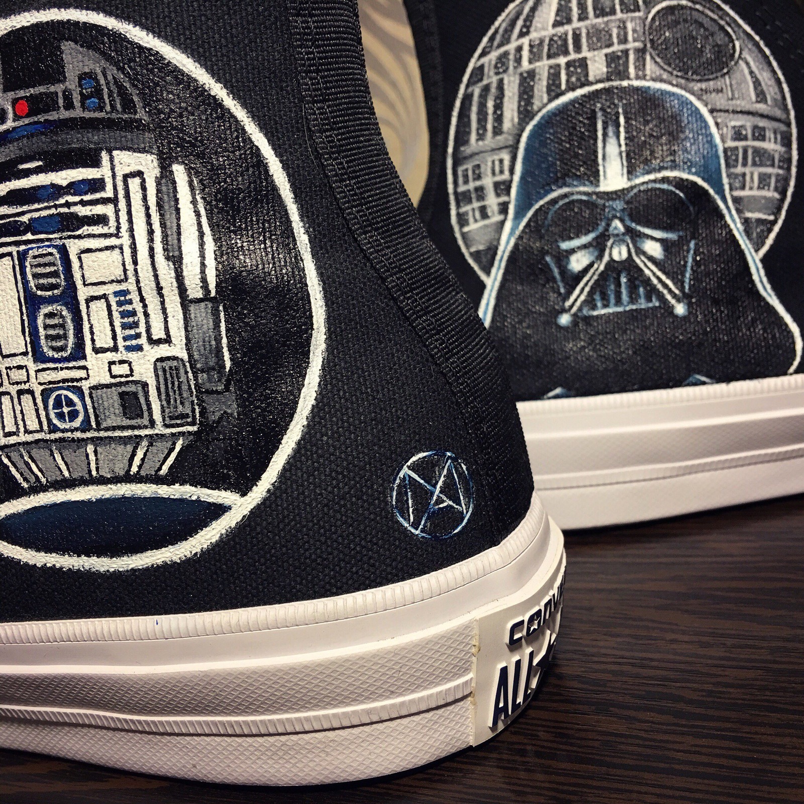 Painting sneakers Star Wars. - My, Star Wars, Shoe painting, Darth vader, R2d2, Painting on fabric, Longpost