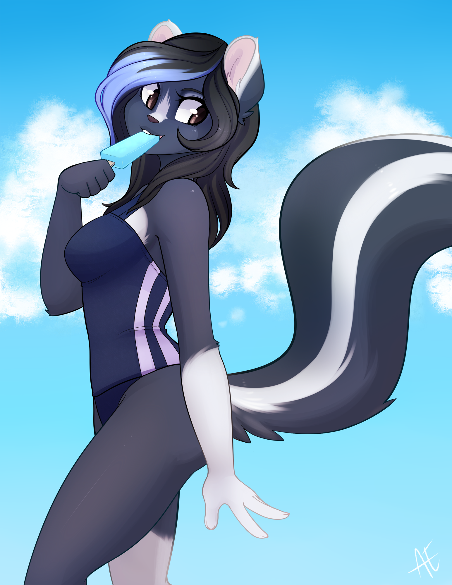 Morozhenko - Furry, Art, Skunk, Summer, Ice cream, Spittfireart