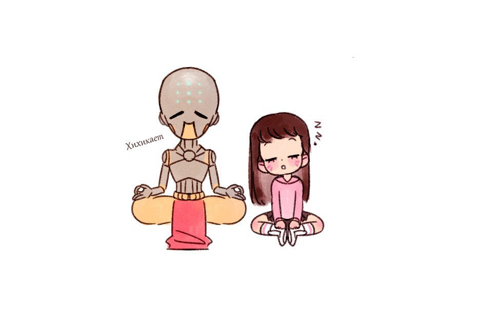 Diva relax with zenyatta - Overwatch, Comics, Dva, Zenyatta, , Longpost