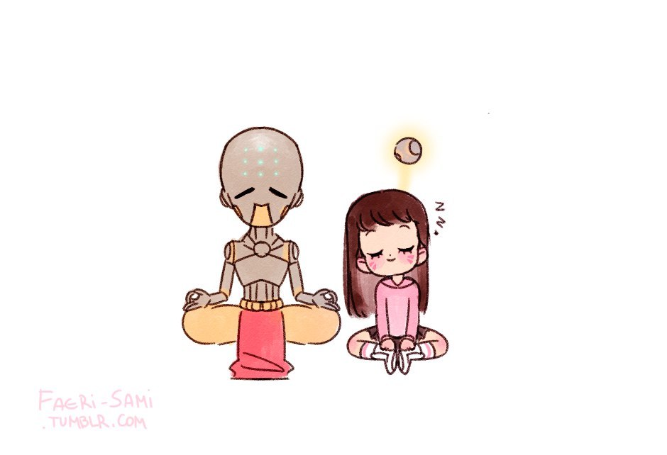 Diva relax with zenyatta - Overwatch, Comics, Dva, Zenyatta, , Longpost