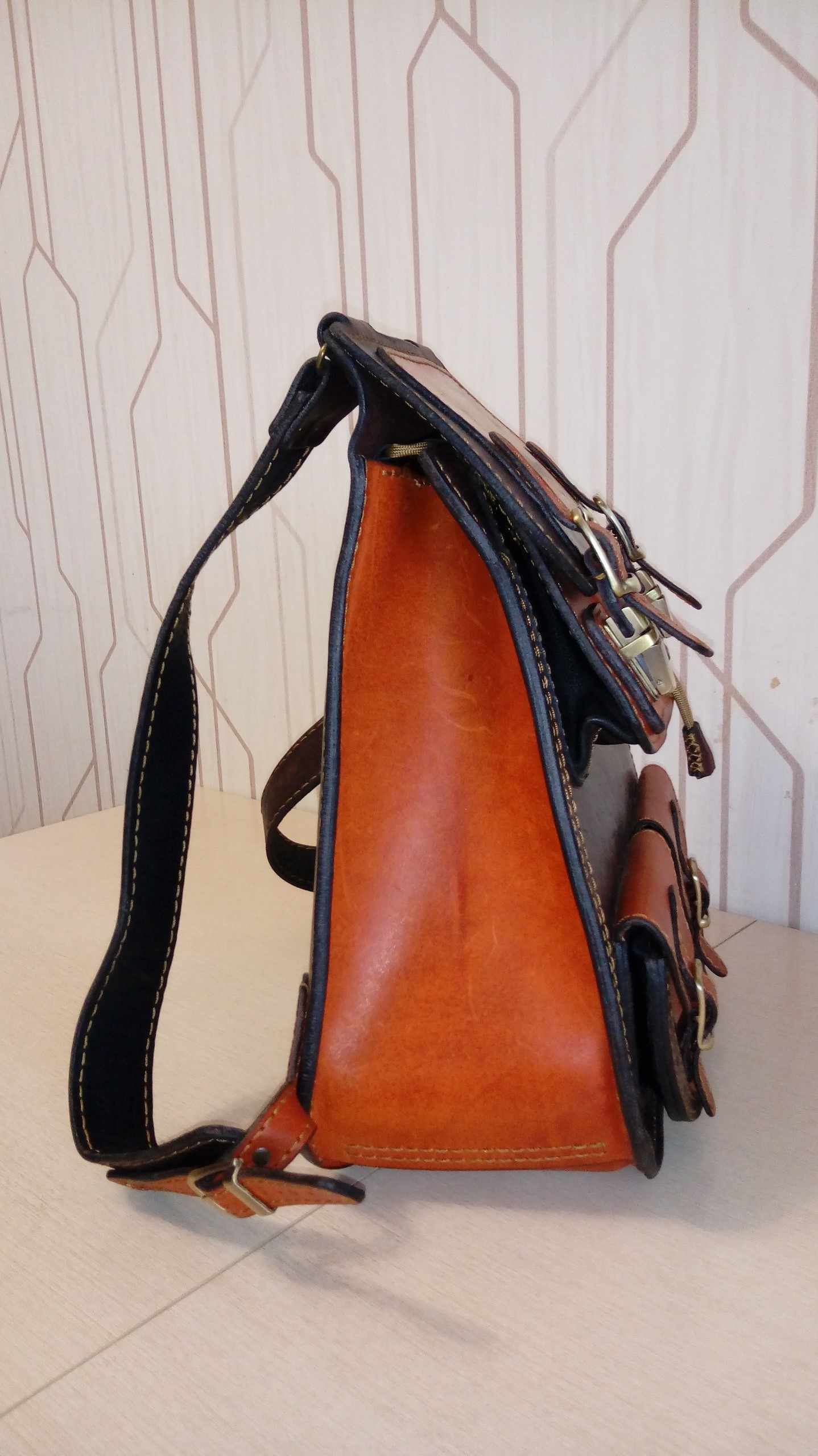 Women's leather backpack - My, Handmade, Handmade, Leather craft, Backpack, Longpost