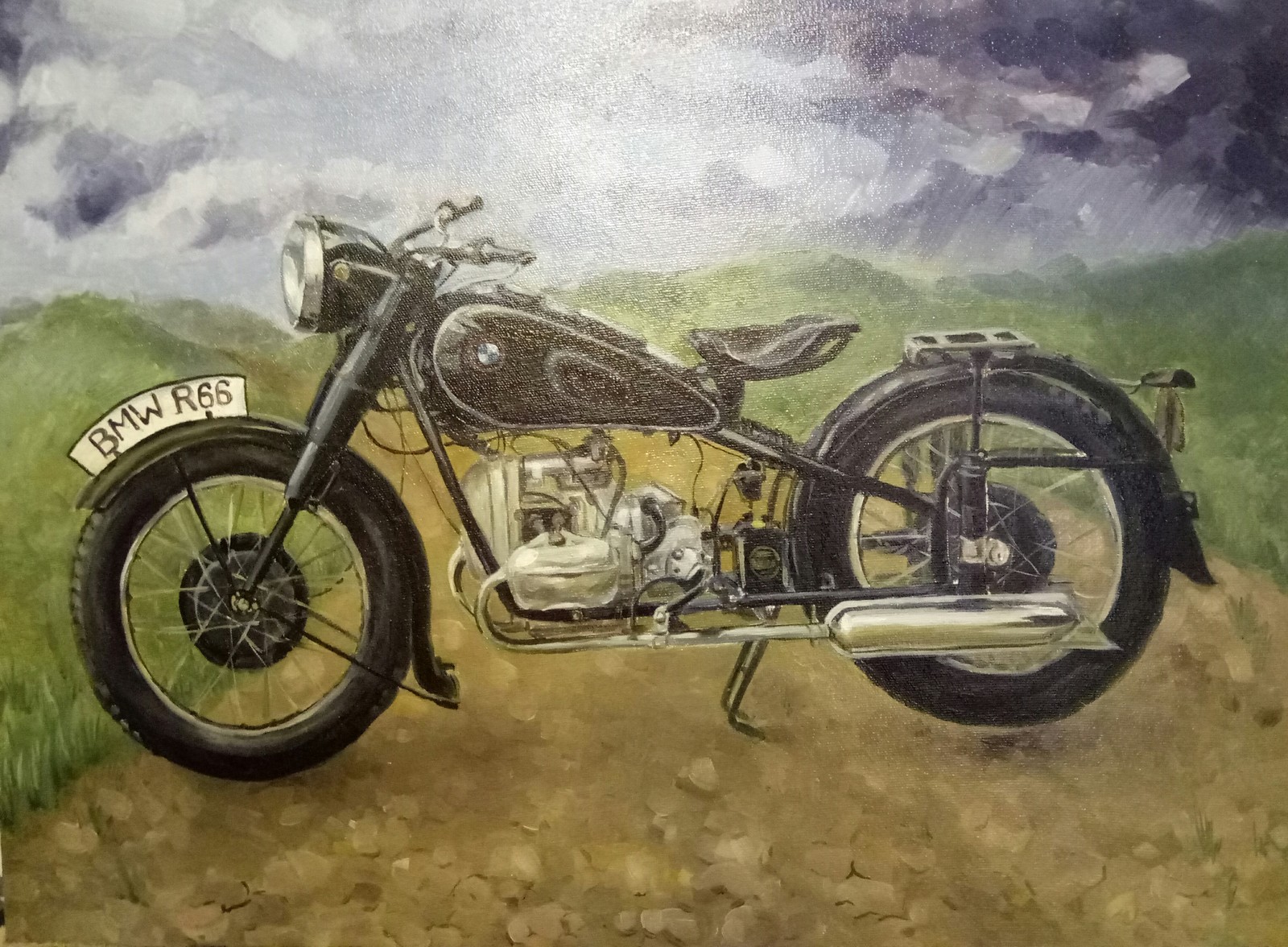 Oil painting - My, Oil painting, Motorcycles, Moto