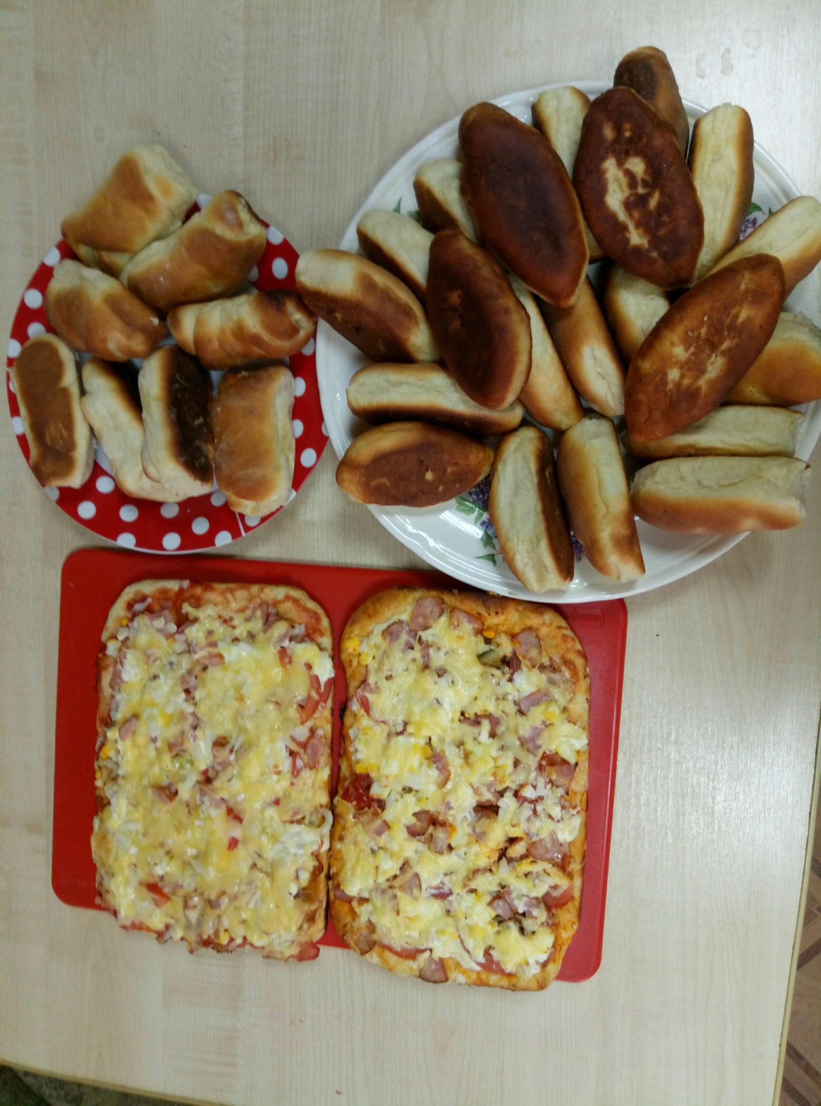 Grandma baked a couple of pies for the road. And a little pizza - My, Grandmother with grandson, Care, Pies