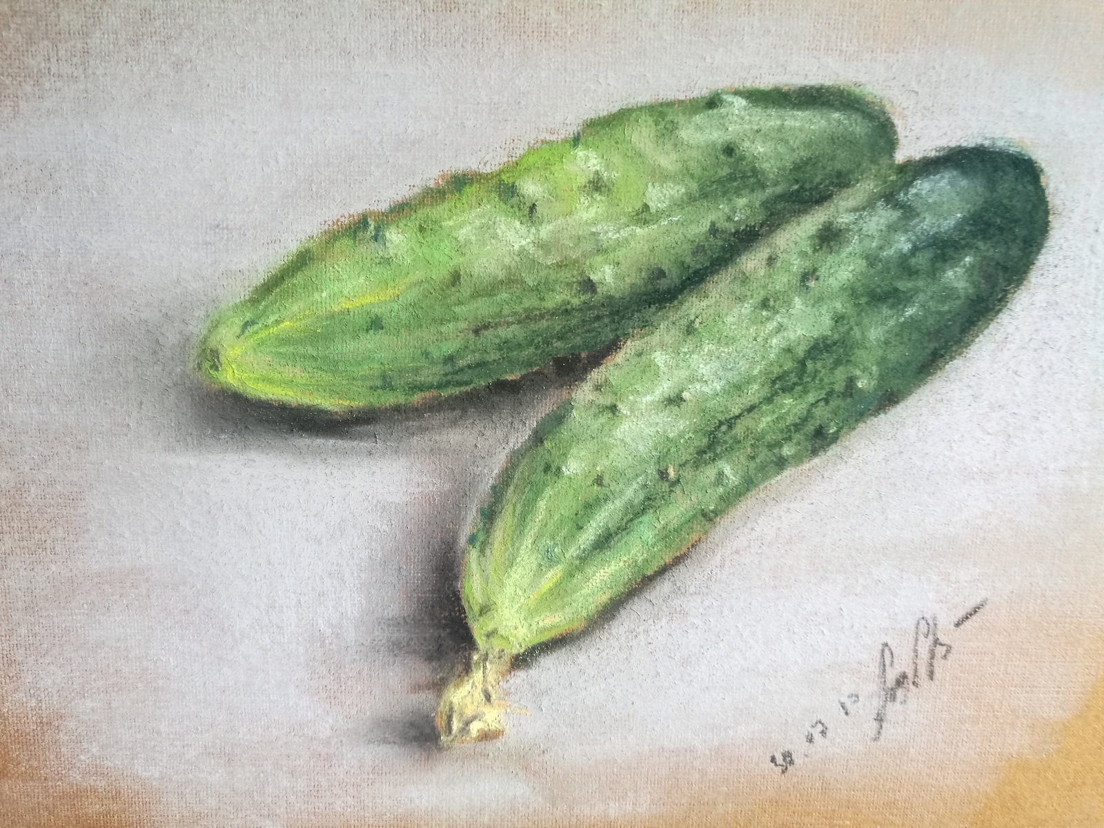 Series Salad. Continuation. Cucumber fresh... - My, Dry pastel, Drawing, Creation