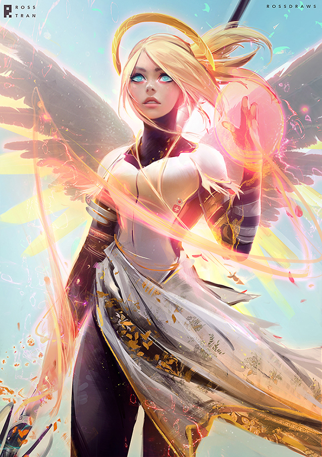 Awesome MERCY - Overwatch, , Mercy, Art, Longpost, Rossdraws