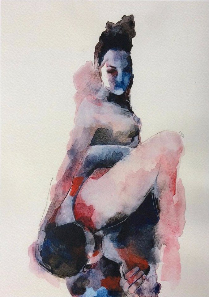 Some watercolors by Kim Manning - NSFW, Watercolor, Hand-drawn erotica, Sex, Pose, Longpost, 