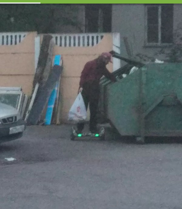 The network envied the homeless digging in the garbage on a hoverboard - My, media, Peekaboo, Lenta ru, Media and press