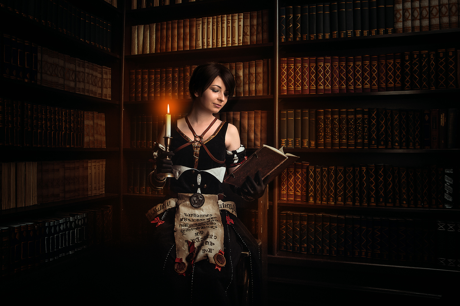 Fringilla Vigo and a Little Witchcraft in the Library (Cosplay) - My, Cosplay, , Witcher, The Witcher 3: Wild Hunt, Fringilla Vigo, Longpost