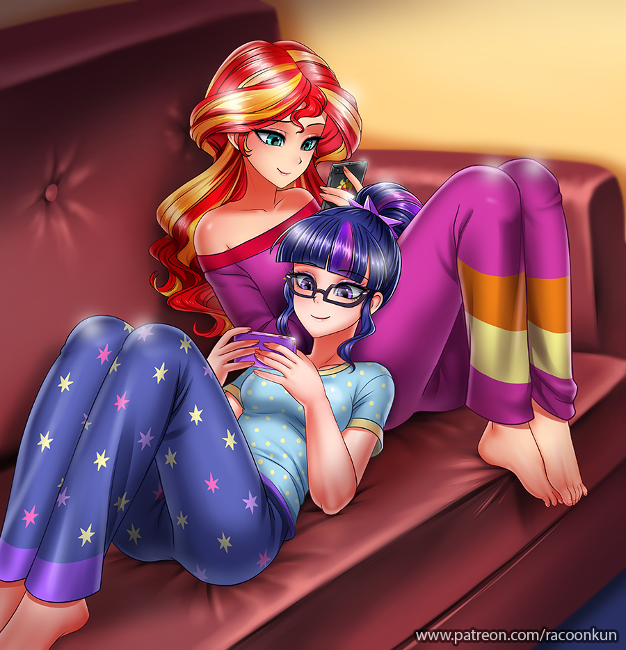 Relax time - My little pony, Equestria girls, Sunset shimmer, Twilight sparkle, Racoonkun