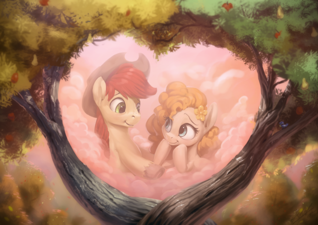 Heart Entwine - My Little Pony, Арт, MLP Season 7, Pear Butter, Bright Mac