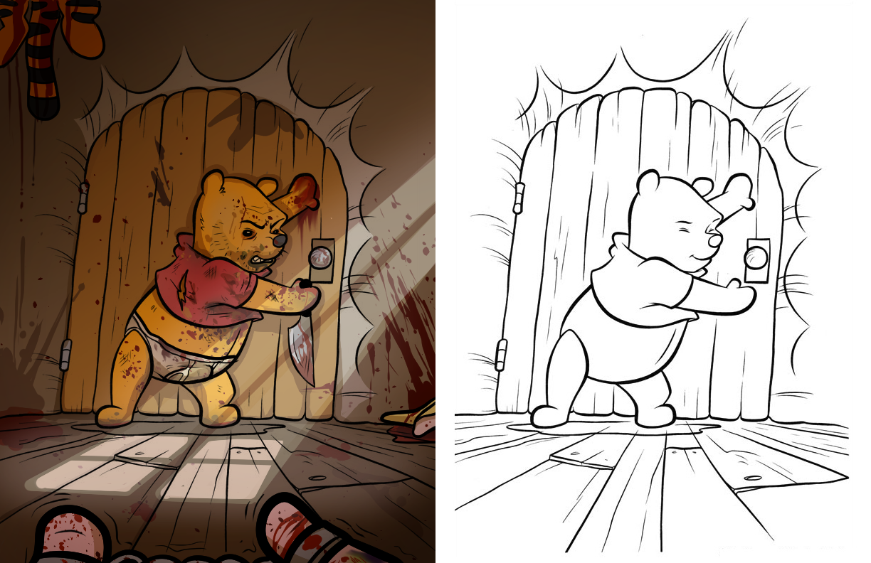 The lack of honey makes Pooh a little annoyed... - Winnie the Pooh, Coloring