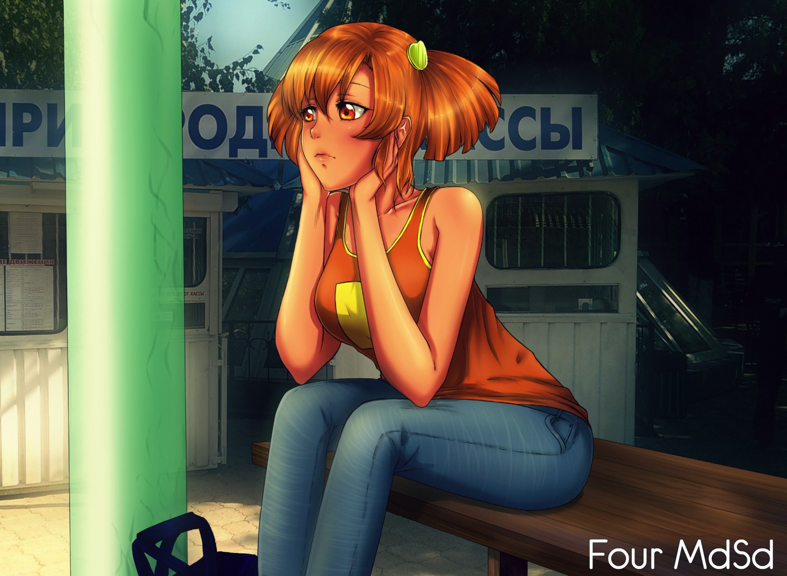 And the good bus left without us... - Endless summer, Visual novel, Alisa Dvachevskaya, Art, Four MdSd