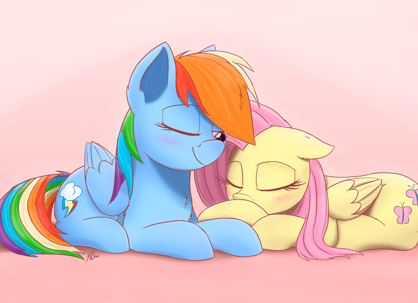 Sweet nap - My little pony, PonyArt, Rainbow dash, Fluttershy, Shipping, MLP Lesbian