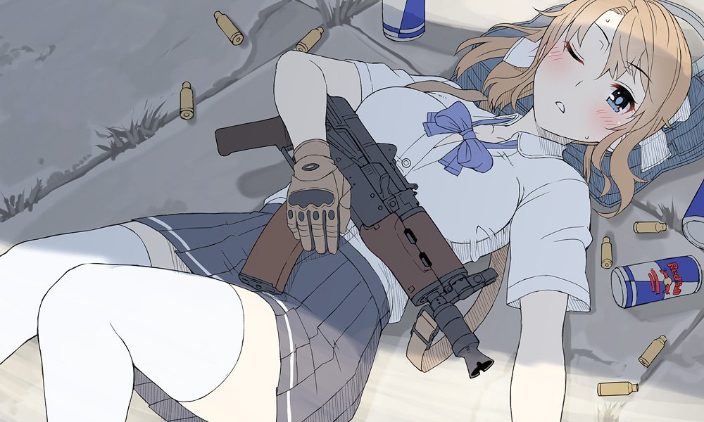 Аниме арты - Аниме, Anime Art, Оружие, Qbz-95, Kriss vector, Hk mg5, RPG, Аксу, Длиннопост