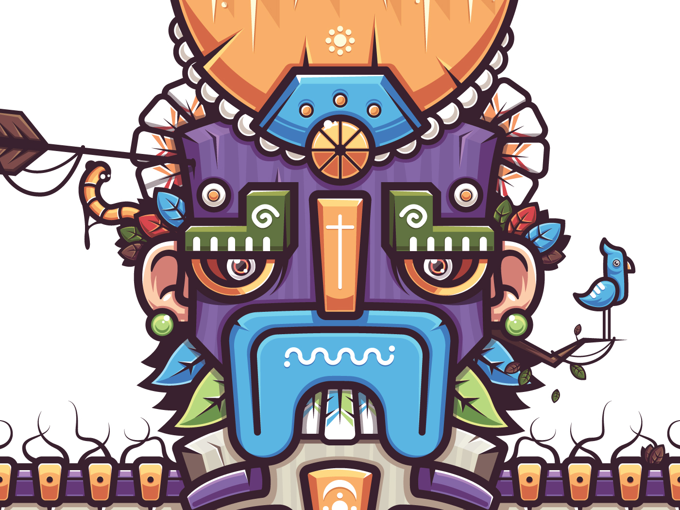 New vector drawing - Totem - My, Art, Drawing, Totem, Mask, Vector, Adobe illustrator, Style, Longpost