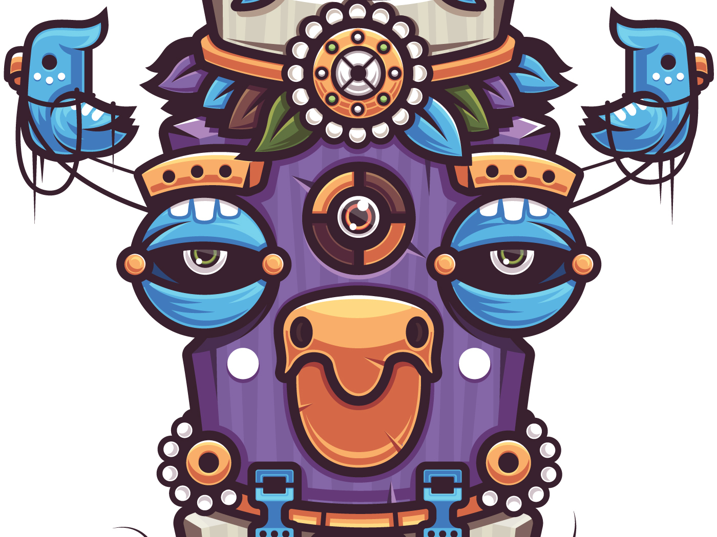 New vector drawing - Totem - My, Art, Drawing, Totem, Mask, Vector, Adobe illustrator, Style, Longpost