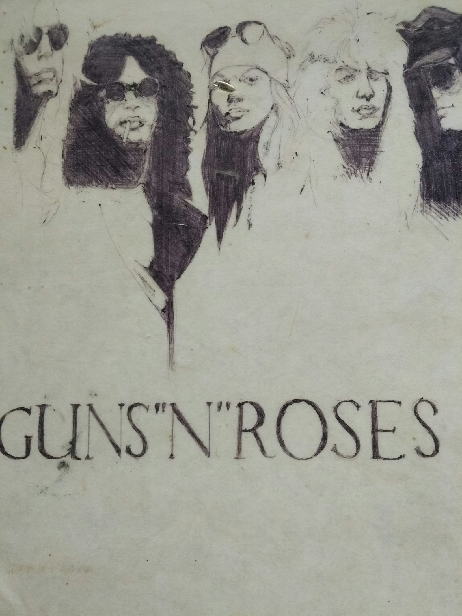 Разбирая старые бумаги, - Моё, Рисунок ручкой, Guns N Roses