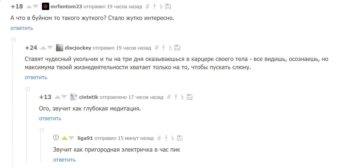 В теме про психиатрические больницы - Элетрички, Буйный, Пикабу, Скриншот, Комментарии на Пикабу, Комментарии