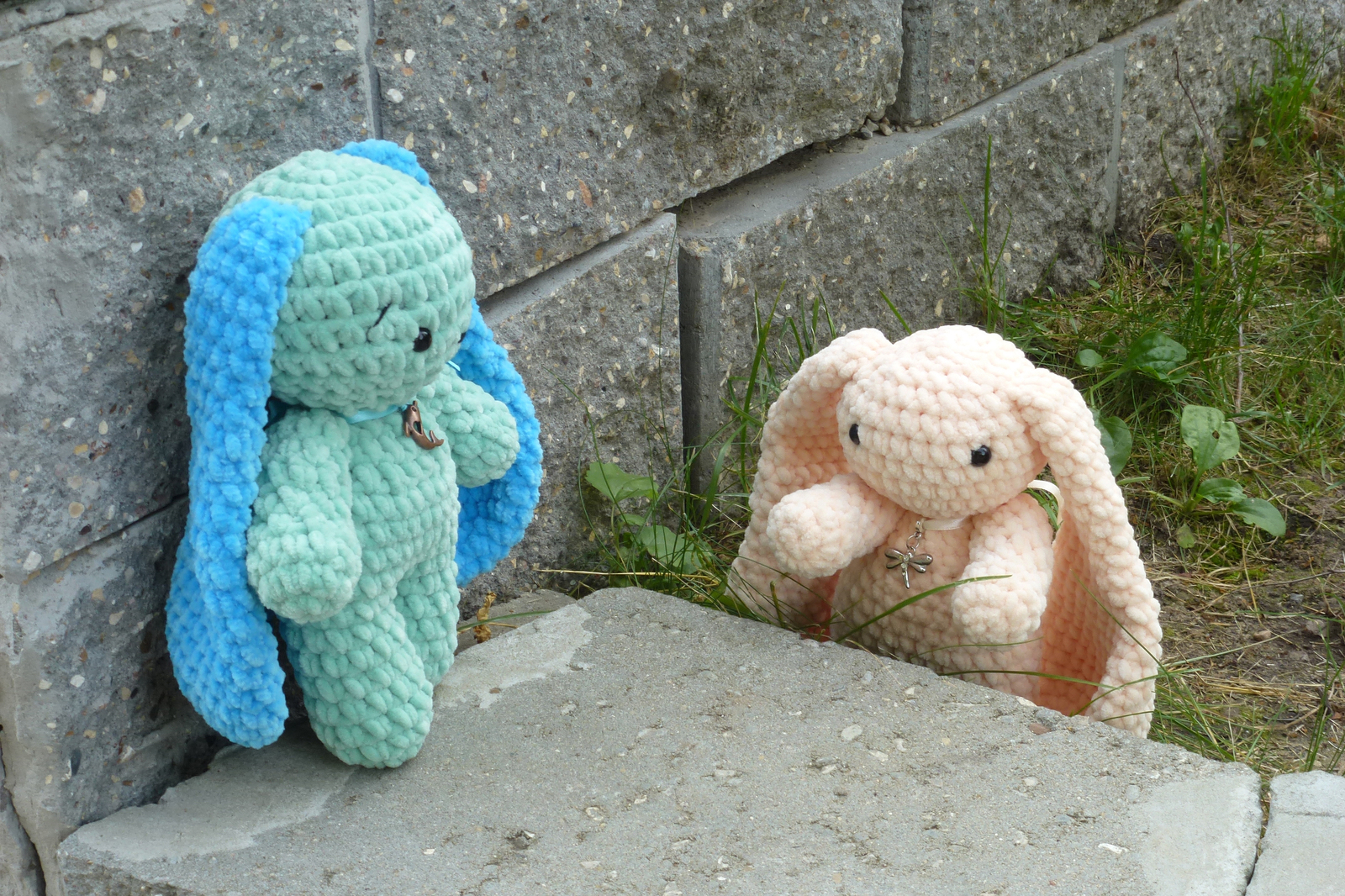 plush bunnies - My, Knitted toys, Hare, Crochet, Plush Toys, Needlework without process, Longpost