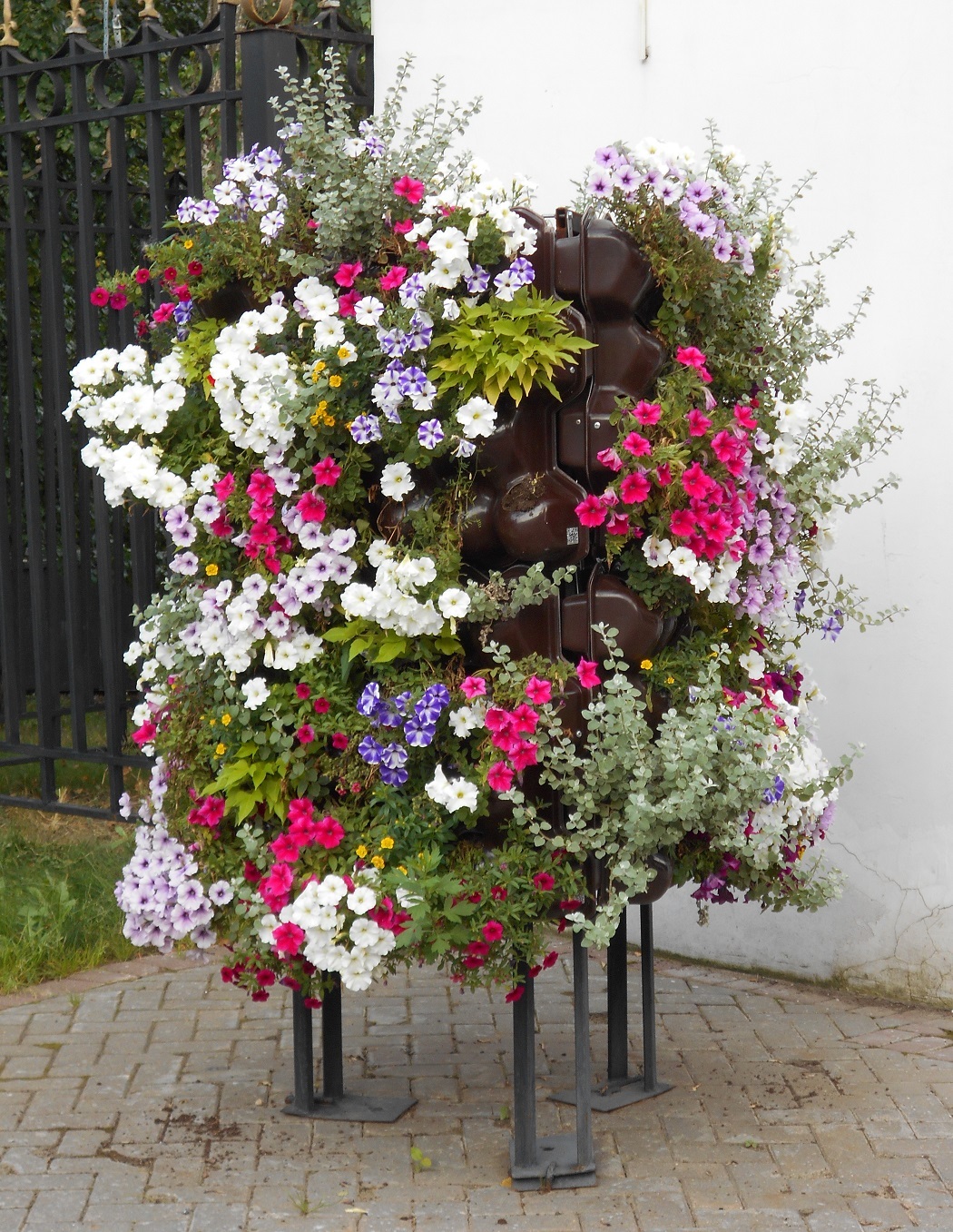 Modular hinged vertical flower bed - My, The photo, Vase, Flower bed, Flowers, Plants, Beautification, Moscow region, Beautiful, Longpost