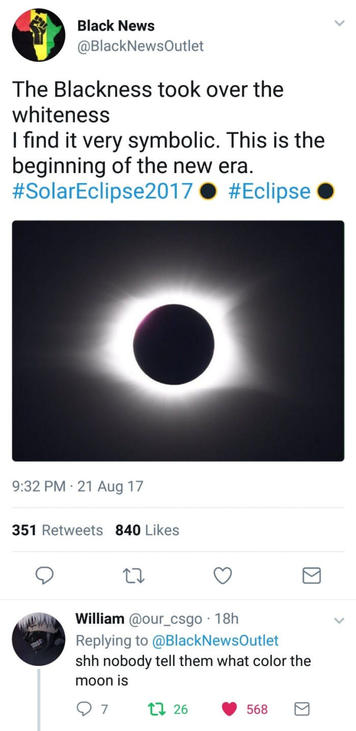 black news - 9GAG, Translation, Images, Twitter, Eclipse, moon