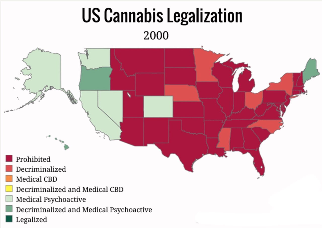 Legalization of marijuana in the USA 1939-2016 - USA, Marijuana, Legalization, Drugs, Longpost