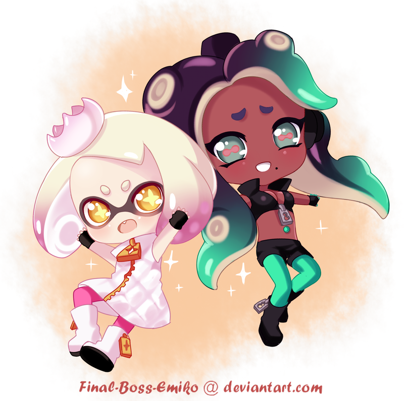 Чиби Off the Hook - Splatoon, Woomy, Инклинги, Октолинги, Чиби, Off the hook, Арт