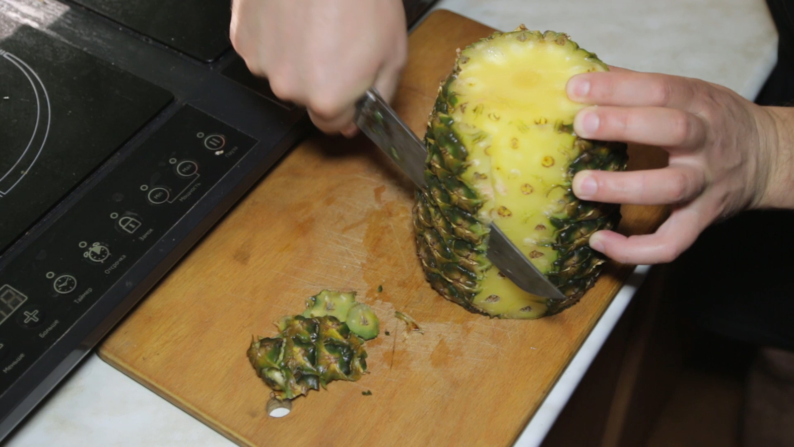 Grilled pineapple dessert - My, Food, Recipe, Dessert, On coals, A pineapple, Video, Longpost