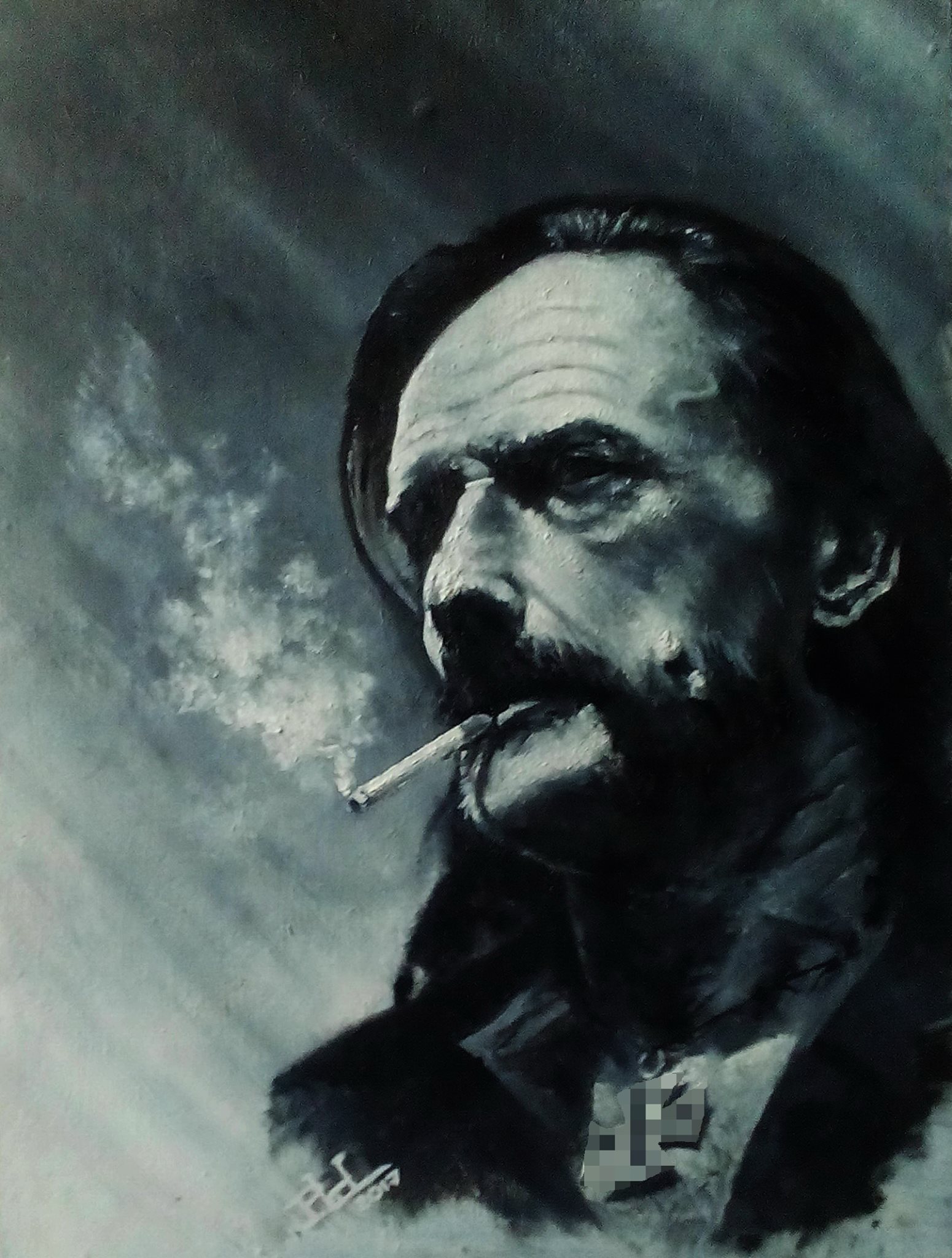 45/60, canvas on fiberboard, oil. - My, Graphics, Oil painting, Lemmy Kilmister