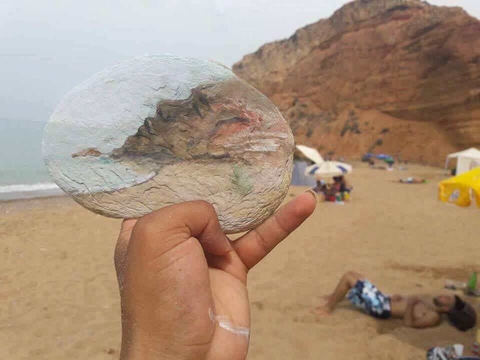 Drawing on stone - A rock, The mountains