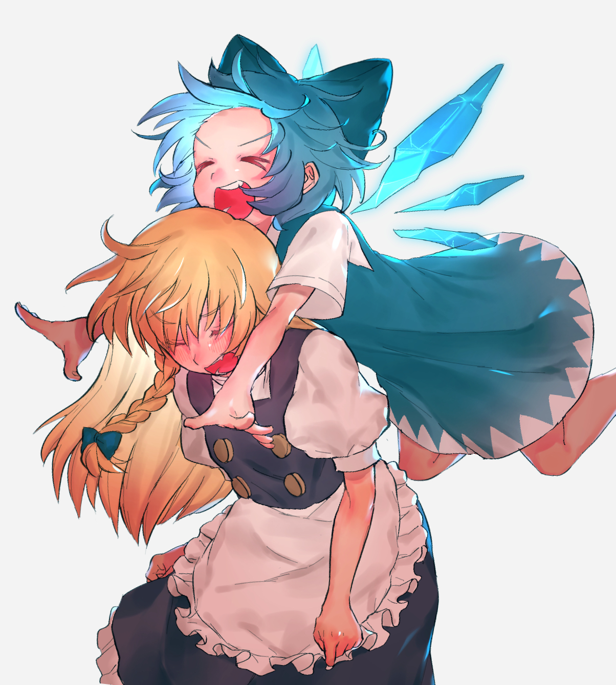 Marisa and Cirno - Kirisame marisa, Cirno, Touhou, Anime art, Tojo, Anime, Not anime