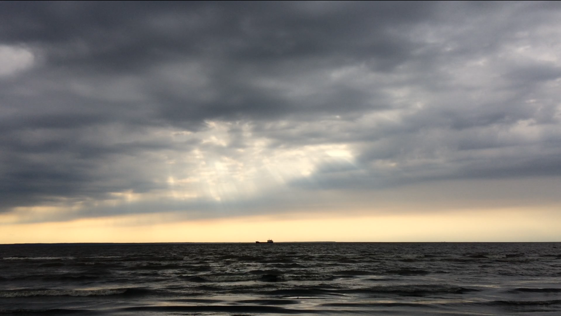 Evening on the beach - My, Sea, Ship, Kronstadt
