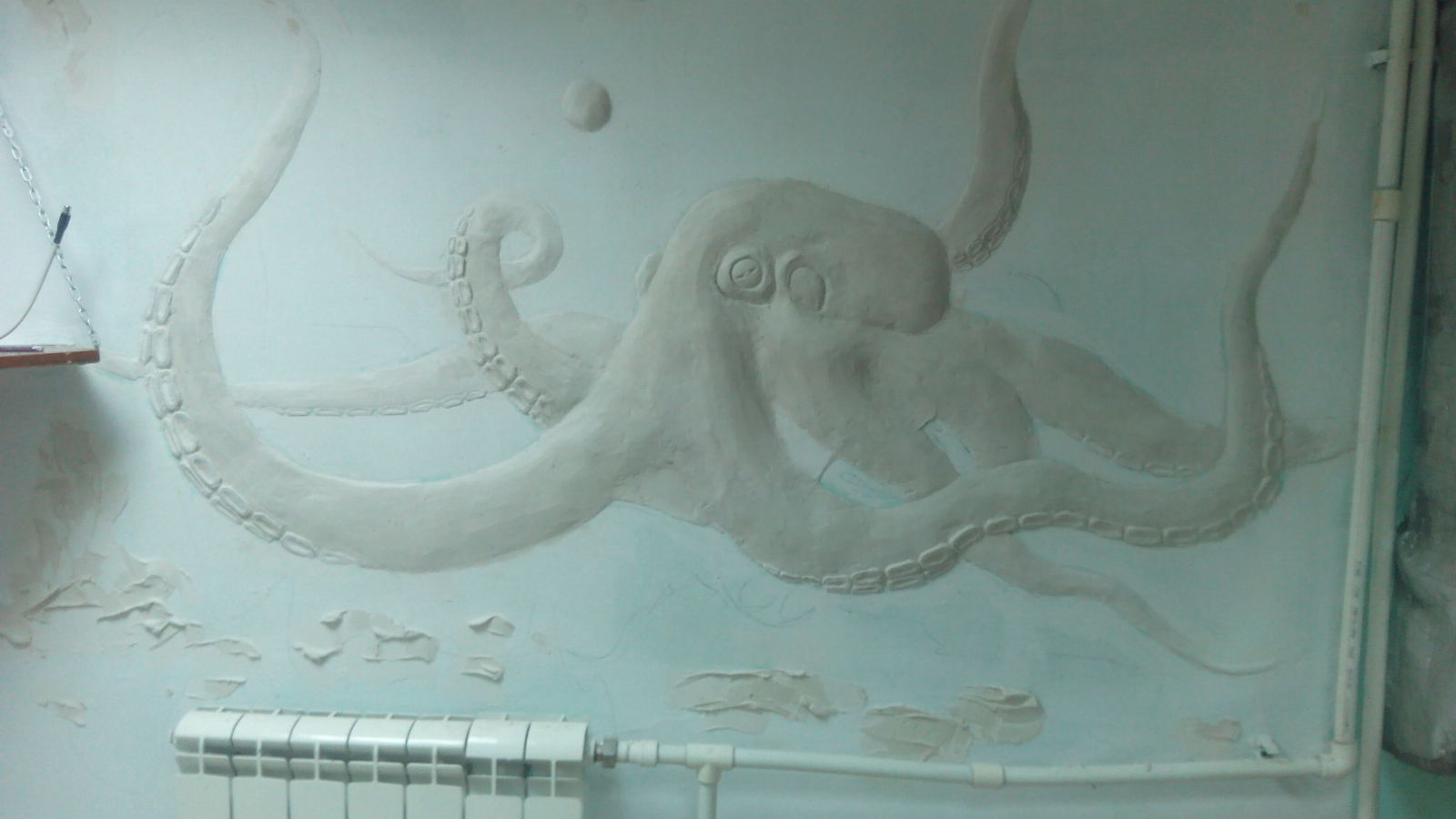 Bas-relief (part 1). - My, Bas-relief, Gypsum, A fish, Octopus, With your own hands, Needlework with process, Friday, For beginners, Longpost