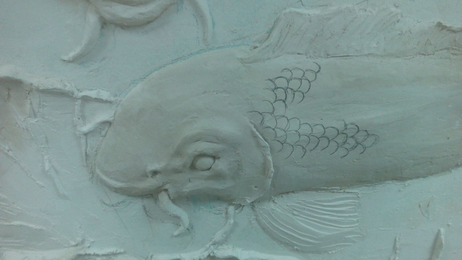 Bas-relief (part 1). - My, Bas-relief, Gypsum, A fish, Octopus, With your own hands, Needlework with process, Friday, For beginners, Longpost