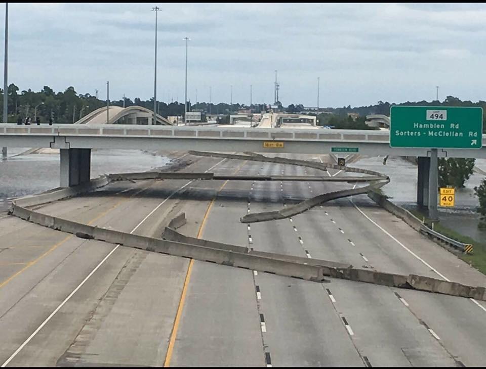 Road after floods in Texas - Texas, Flood