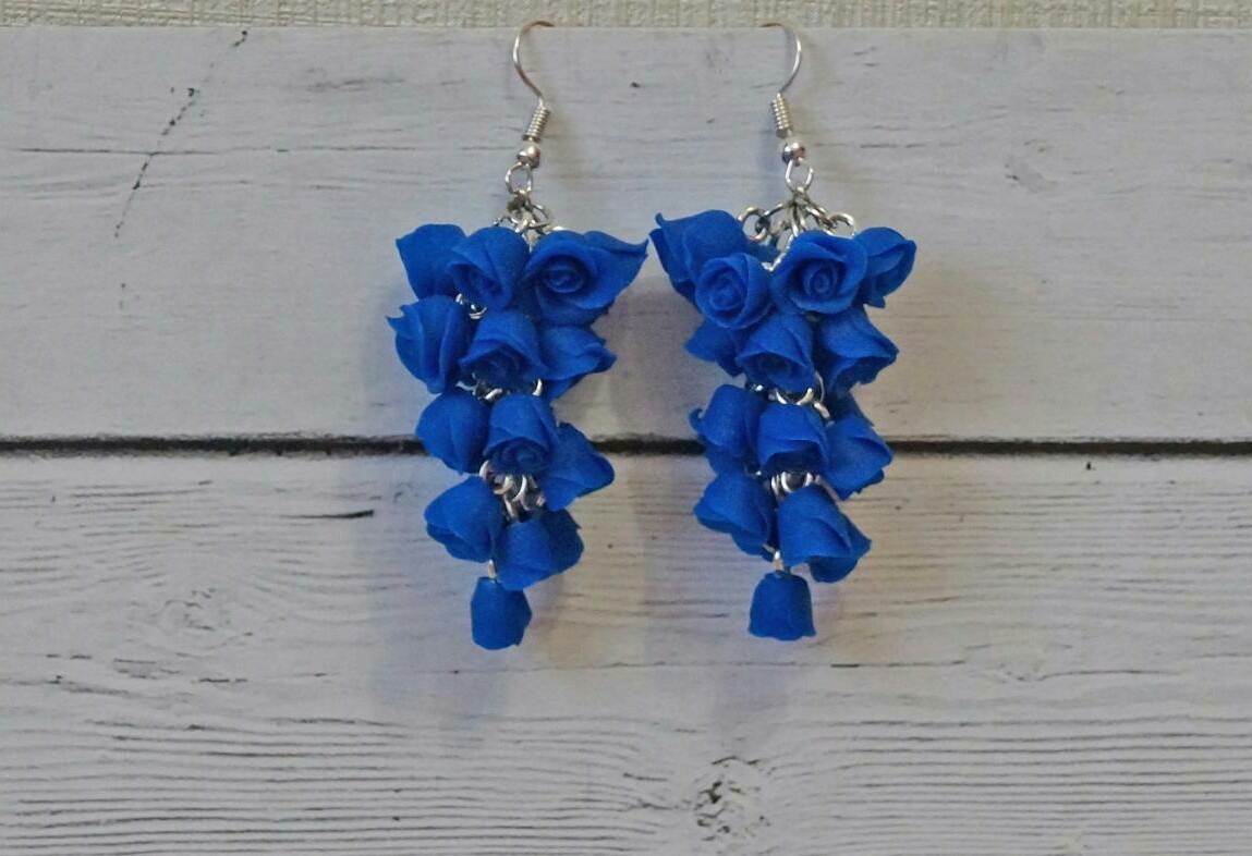 Polymer clay earrings - My, Earrings, Polymer clay, , the Rose, Needlework without process, Longpost