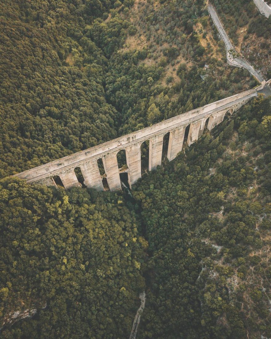 Aqueduct Ponte del Torri, Spoleto - The photo, Landscape, Italy, Quadcopter