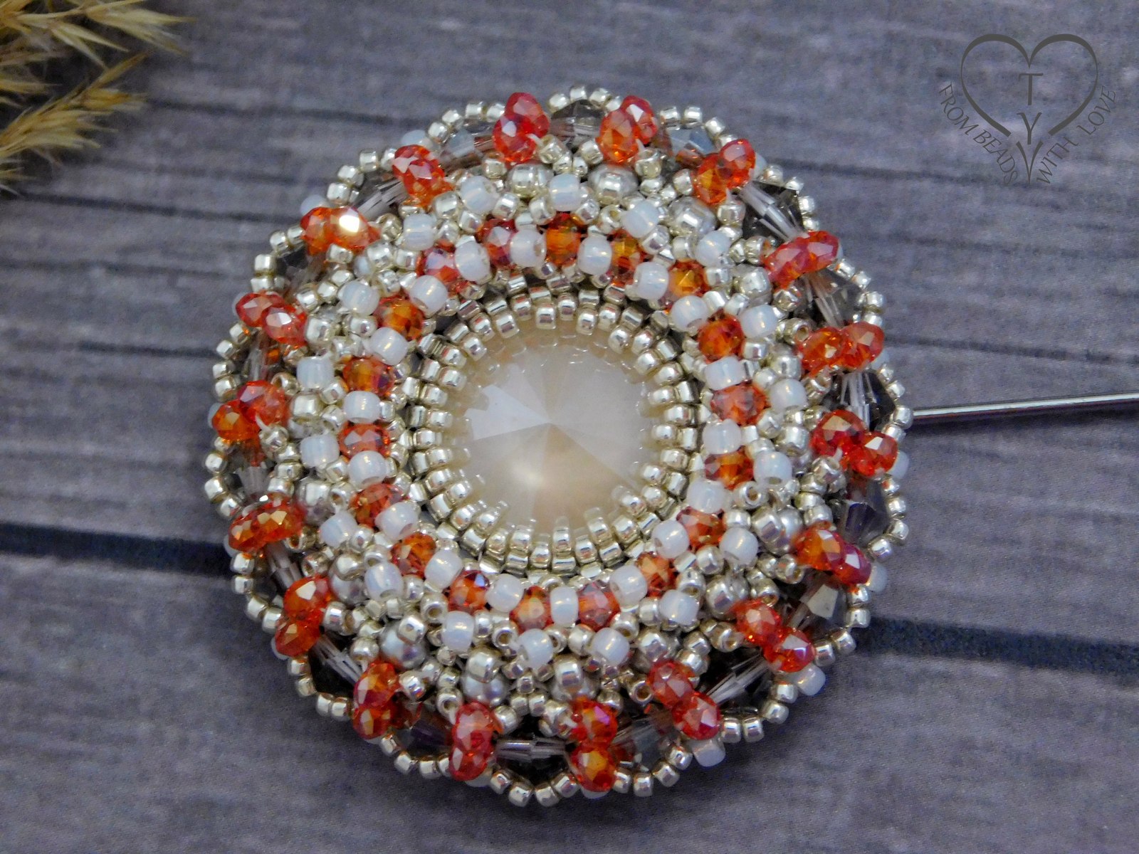 Beaded brooch - My, Brooch, Beads, Handmade, Needlework without process, Needlework