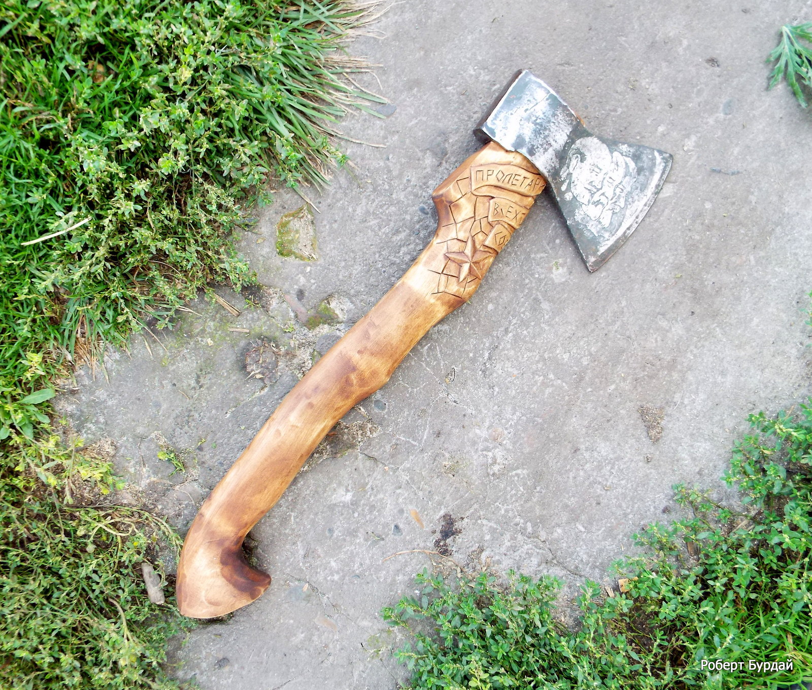 I designed an old Soviet ax in the style of the era. - My, Axe, Wood carving, Made in USSR, Registration, Longpost