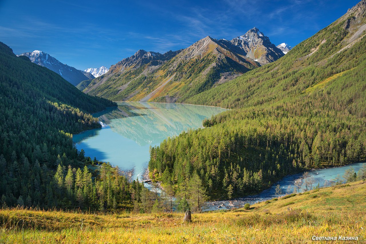 View of the Big Kucherlinskoye Lake in the Altai Mountains. - The photo, The mountains, Nature, Mountain Altai, beauty, Longpost, Altai Republic