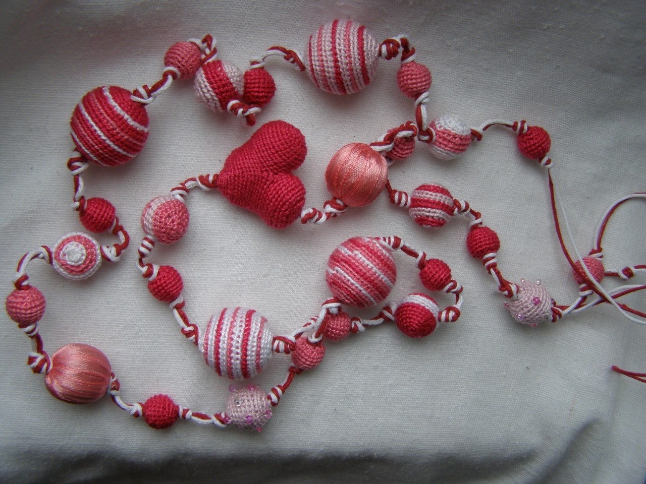 Knitted beads - pink - My, Beads, Slingobuses, Needlework without process, Longpost, Photo on sneaker, With your own hands