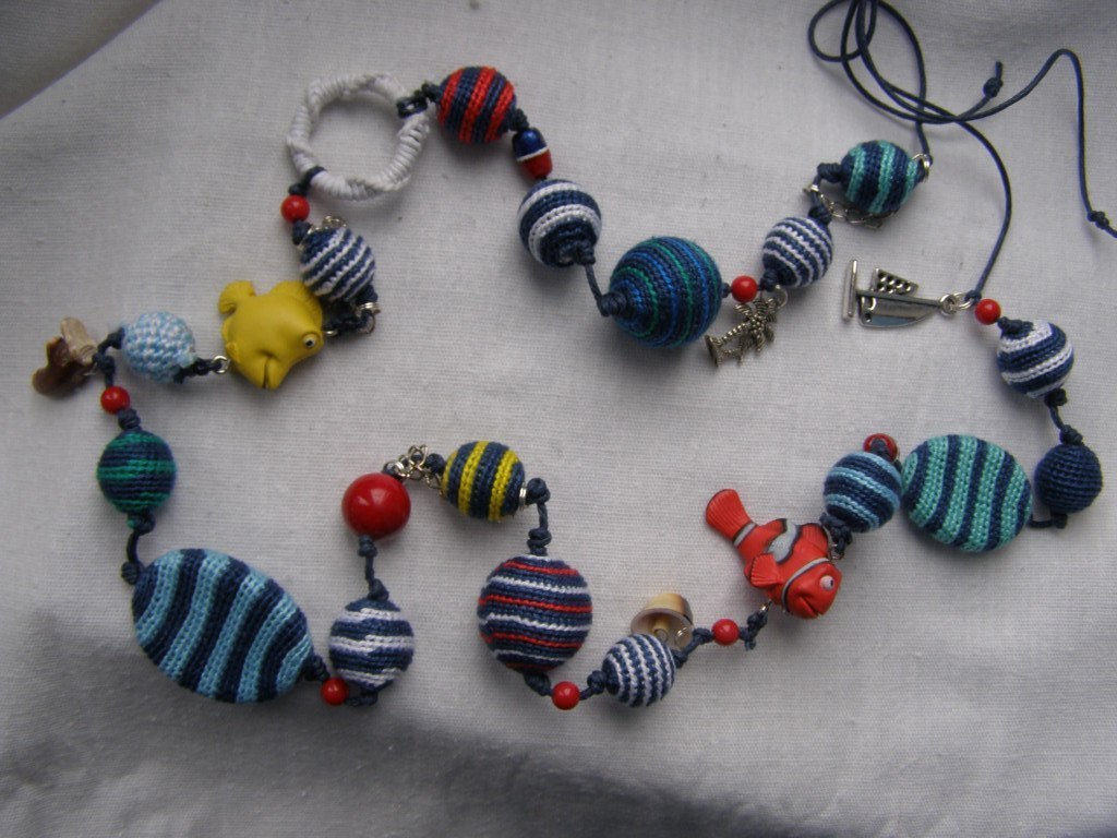 Knitted beads - marine - My, Beads, Slingobuses, Needlework without process, With your own hands, Photo on sneaker, Longpost