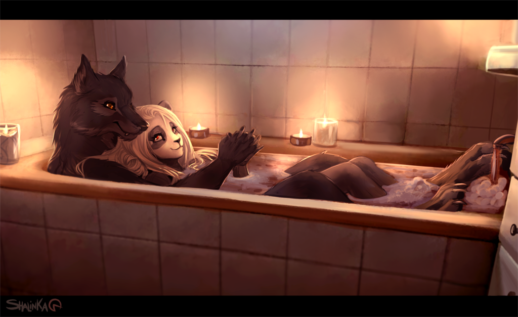 bath for two - Furry, Art, Shalinka, Love, Wolf, Bath