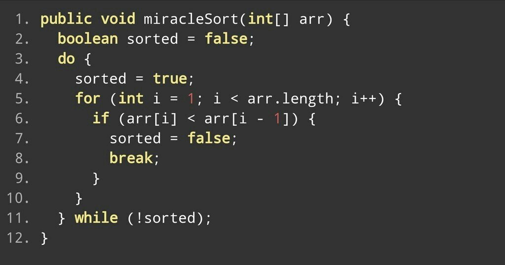 Sorting method Waiting for a miracle - Programming, The code, Sorting