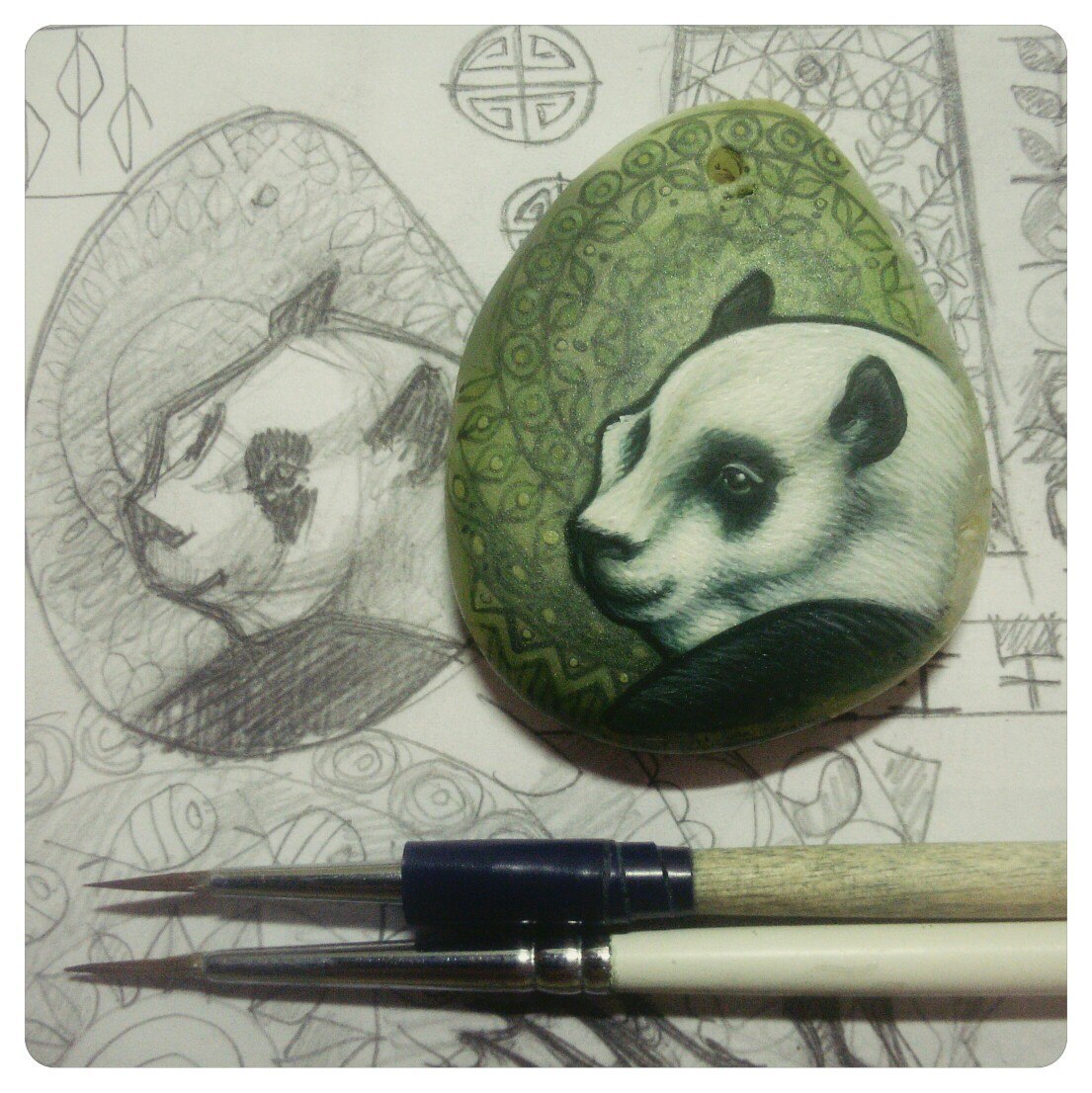 Miniature painting. Process - My, Painting, Miniature, Decoration, Artist, Needlework with process, Panda, Longpost