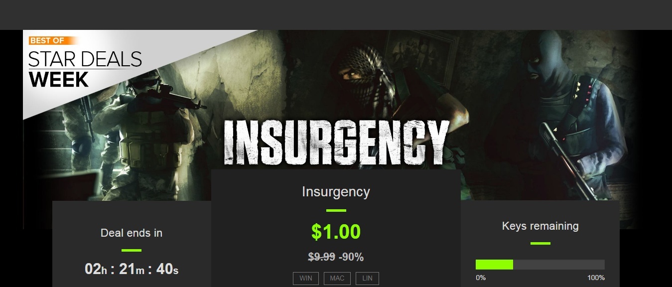 STARDEAL on BundleStar - INSURGENCY for 1$ - Discounts, Bundlestars, , Freebie, Steam, Games, Shooter, Video