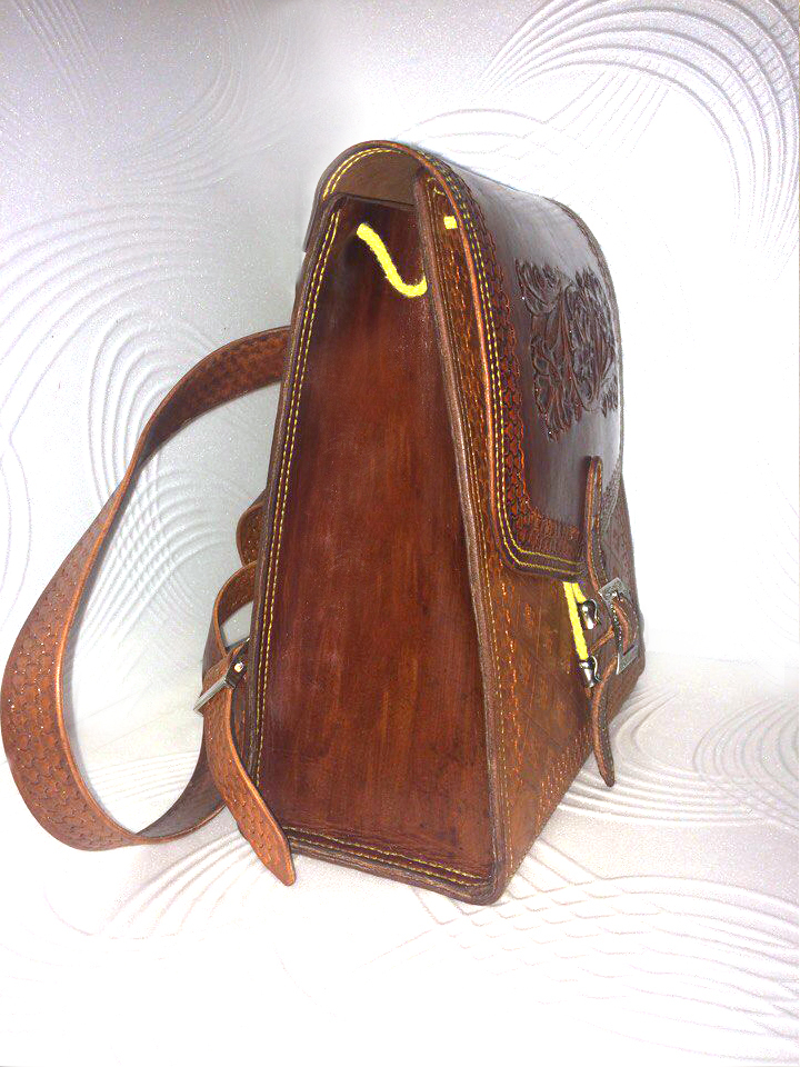 Women's backpack - My, Handmade, Leather, , Embossing on leather, Backpack, , Longpost