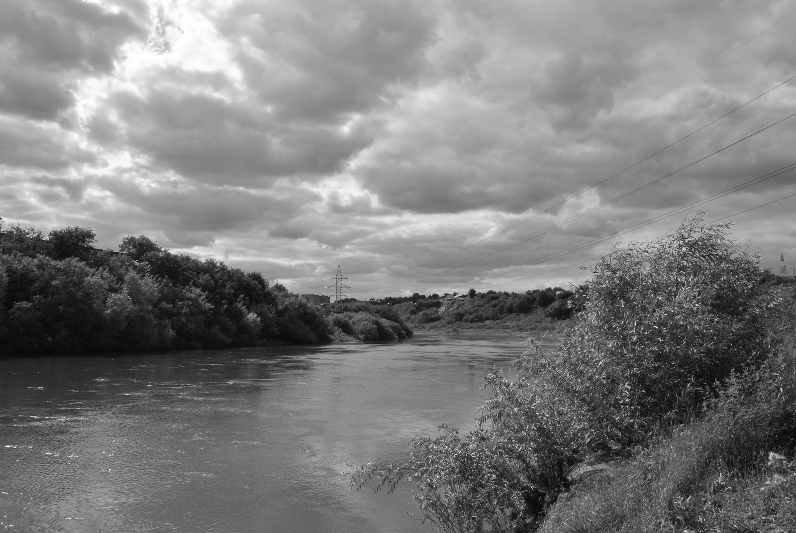 Gloomy Omsk - My, Omsk, Black and white photo, Irtysh, Om, Longpost