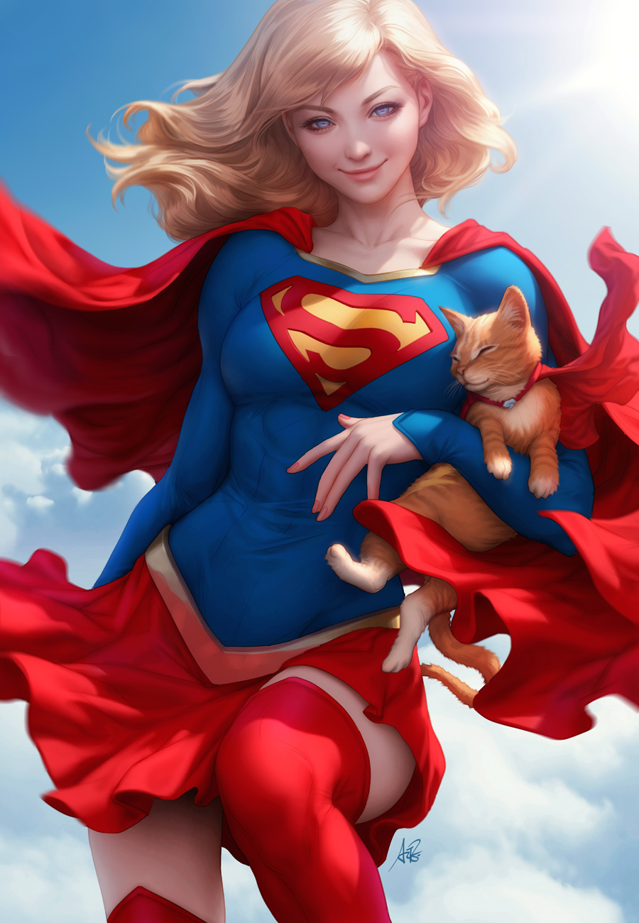 Supergirl and Streaky - Art, Drawing, Supergirl, Dc comics, Artgerm